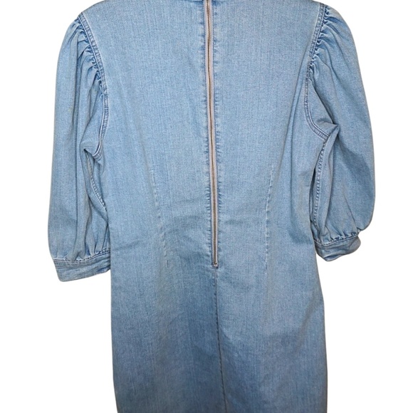 GANNI Light Blue Denim Jeans Shift Dress w/ Puff Sleeves Sz 12 US (NWOT) - Picture 5 of 12